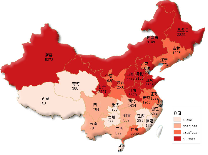 2018年上半年青貯機(jī)網(wǎng)絡(luò)關(guān)注地區(qū)分布